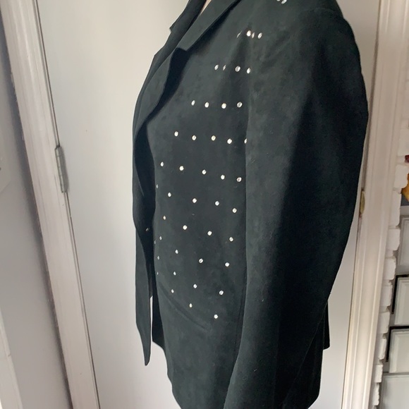 Black “suede” like studded vintage retro blazer jacket - Picture 3 of 6
